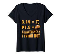 Femme Funny Pie 3.14 Pi Day Math Coincidence Mathematics Teacher T-Shirt avec Col en V