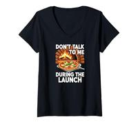 Femme Funny Pizza Making Launch Wood-Fired Oven Pizzaiolo T-Shirt avec Col en V