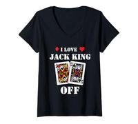 Femme Funny Poker - I Love Jack King Off - Poker Player Tournament T-Shirt avec Col en V