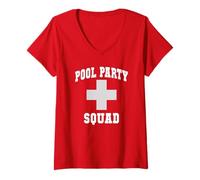 Femme Funny Pool Party Squad Sisters Trip, sauveteurs, nagent, EMT, EMS T-Shirt avec Col en V
