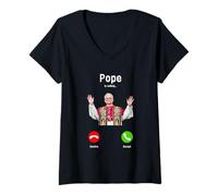 Femme Funny Pope Leo XIV is Calling Catholic Humour Mens Women T-Shirt avec Col en V