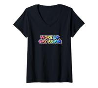 Femme Funny Pride s'est réveillée à Nouveau Gay, Arc-en-Ciel T-Shirt avec Col en V