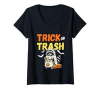 Femme Funny Raccoon Trick Or Trash Halloween Costume T-Shirt avec Col en V