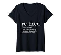 Femme Funny Re-Fired Definition Funny, Exhausted Humor T-Shirt avec Col en V