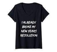 Femme Funny Relatable 2026 J'Ai déjà dépassé ma résolution du Nouvel an T-Shirt avec Col en V