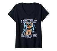 Femme Funny Retro Got That Dawg in Me Yorkshire Terrier Dog Lover T-Shirt avec Col en V