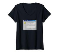 Femme Funny Retro PC Error Leave Now Snooze IT Humour T-Shirt avec Col en V
