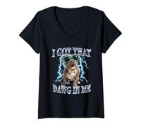 Femme Funny Retro Vintage Got That Dawg in Me Pitbull Heavy Metal T-Shirt avec Col en V