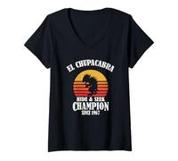 Femme Funny Retro Vintage Hide & Seek Champion El Chupacabra Lover T-Shirt avec Col en V