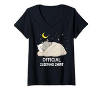 Femme Funny Rhinoceros Pyjama Officiel Zoo pour garçons et Filles T-Shirt avec Col en V