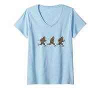 Femme Funny Running Bigfoot Runner Sarcastique Jogging Sasquatch T-Shirt avec Col en V