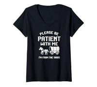 Femme Funny Sarcastic Dad Humor Please Be Patient with Me 1900s T-Shirt avec Col en V