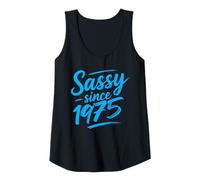 Femme Funny Sassy Since 1975 Retro Mama Wife Sass Queen Turquoise Débardeur