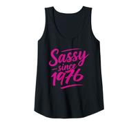 Femme Funny Sassy Since 1976 Retro Mama Wife Sass Queen Hot Pink Débardeur