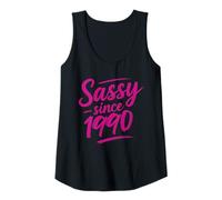 Femme Funny Sassy Since 1990 Retro Mama Wife Sass Queen Hot Pink Débardeur