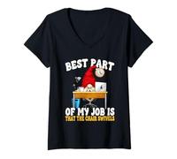 Femme Funny Saying for Men 9 to 5 Job Home Office Humor GNOME Dad T-Shirt avec Col en V