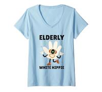 Femme Funny Saying Groovy Elderly White Hippie T-Shirt avec Col en V