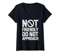 Femme Funny Saying I'm No Friendly Do Not Approach Humour Femmes Hommes T-Shirt avec Col en V