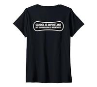 Femme Funny School is Important But Snowboard is Importanter T-Shirt avec Col en V