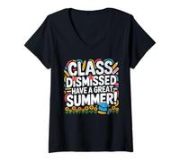 Femme Funny School's Out For Class Dismissed Have A Great Summer T-Shirt avec Col en V