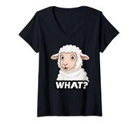 Femme Funny Sheep What Zoo pour garçons, Filles et Enfants T-Shirt avec Col en V