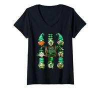 Femme Funny Shenanigans Squad with Happy St. Patricks Day GNOME T-Shirt avec Col en V