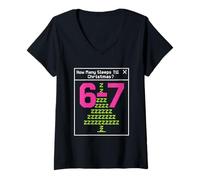 Femme Funny Six Sept Combien de Nuits par Semaine jusqu'à Noël 67 Meme T-Shirt avec Col en V