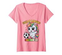 Femme Funny Skills Loading Soccer Unicorn 67 Veuillez Patienter Le Jour du Match T-Shirt avec Col en V