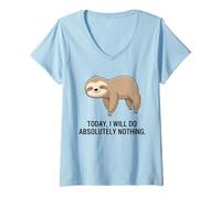 Femme Funny Sloth, Aujourd'hui, Je ne Ferai Rien T-Shirt avec Col en V