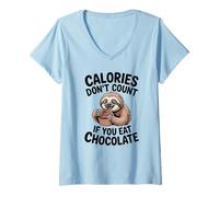 Femme Funny Sloth Chocoholic Chocolate Lover Lover Humour T-Shirt avec Col en V