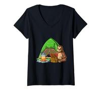 Femme Funny Sloth Hiking Camping T-Shirt avec Col en V