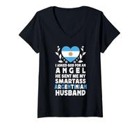 Femme Funny Smartass Argentinian Husband Argentina Flag Spouses T-Shirt avec Col en V