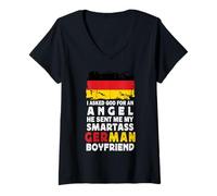 Femme Funny Smartass German Boyfriend Germany Flag T-Shirt avec Col en V
