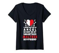 Femme Funny Smartass Maltese Boyfriend Malta Flag T-Shirt avec Col en V