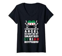 Femme Funny Smartass Syrian Boyfriend Syria Flag T-Shirt avec Col en V