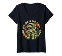 Femme Funny Space Dinosaur Astronaut Cosmic Adventure T-Shirt avec Col en V