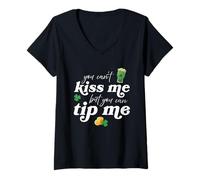 Femme Funny St Patricks Day Bartender Server Waitress Irish Pub T-Shirt avec Col en V