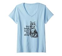 Femme Funny Sunglasses Live Laugh Leave Me Alone Tabby Cat Lover T-Shirt avec Col en V
