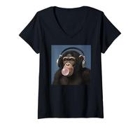 Femme Funny Suricate Music Lover Bubblegum Zoo Garçons Filles Enfants T-Shirt avec Col en V