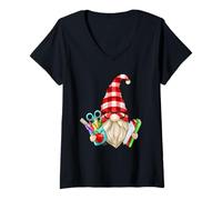Femme Funny Teacher GNOME for First Day at Elementary School T-Shirt avec Col en V