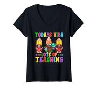 Femme Funny Teacher Saying for Women and Men GNOME Teaching Quote T-Shirt avec Col en V