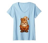 Femme Funny Thanksgiving Autumn GNOME Gamer for Kids Boys Toddlers T-Shirt avec Col en V