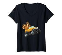 Femme Funny Thanksgiving Turquie Monstre Truck Garçons Enfants T-Shirt avec Col en V