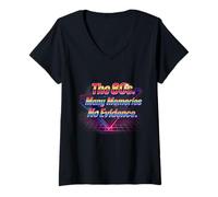 Femme Funny The 80's Many Memories No Evidence Retro Throwback T-Shirt avec Col en V
