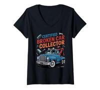 Femme Funny Tow Truck Driver Certified Broken Car Collector T-Shirt avec Col en V
