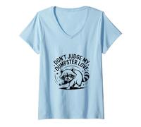 Femme Funny Trash Panda Raccoon Don't Judge My Dumpster Love T-Shirt avec Col en V