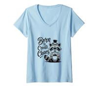 Femme Funny Trash Panda Raccoon Meme Born to Create Chaos T-Shirt avec Col en V