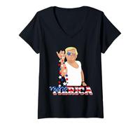 Femme Funny Trump Bae Funny 4 juillet Trump Salt Freedom T-Shirt avec Col en V