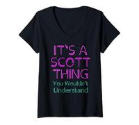 Femme Funny Vintage 90s Scott Surname Quote Family Group Photo T-Shirt avec Col en V