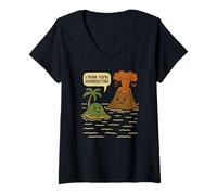 Femme Funny Volcano Overreacting Pun - Cute Island Angry Eruption T-Shirt avec Col en V